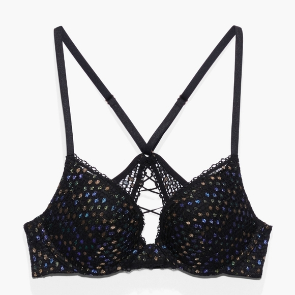 Savage X Fenty-Disco Lace Push Up Bra (Iridestant Lace)-36DDD - Picture 1 of 5